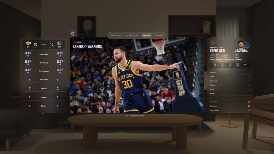 Aplikace NBA na VR brýlích od Applu
