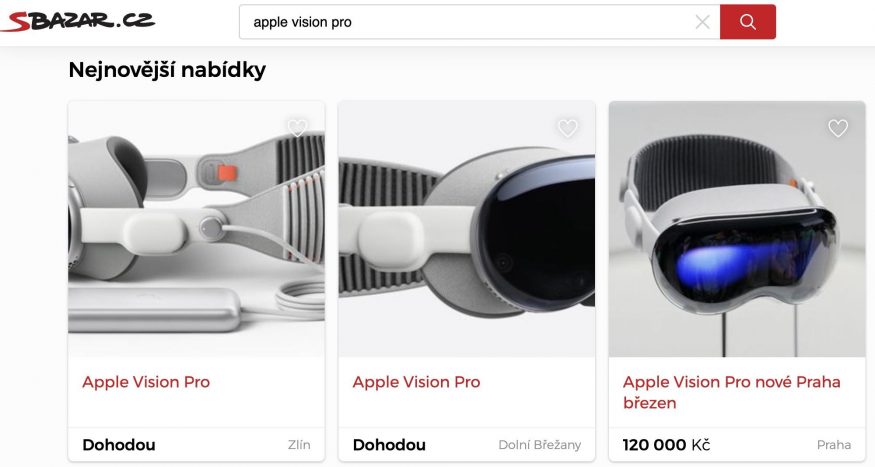 Aktuální inzeráty na Apple Vision Pro na Sbazaru Aktuální inzeráty na Apple Vision Pro na Sbazaru
