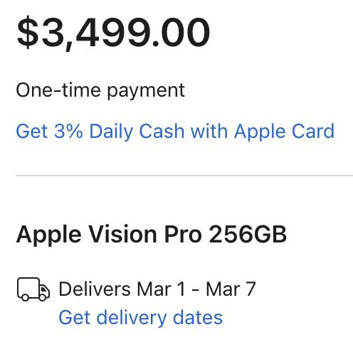 Aktuální termín dodání Apple Vision Pro v USA