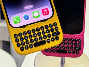 Klávesnice Clicks pro iPhone ve žluté a růžové barvě