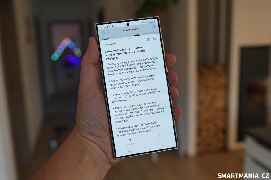 Samsung Galaxy S24 Ultra a sumarizace textu pomoci AI