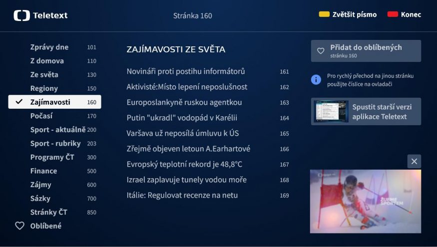 Aplikace Teletext v moderním kabátku Aplikace Teletext v moderním kabátku