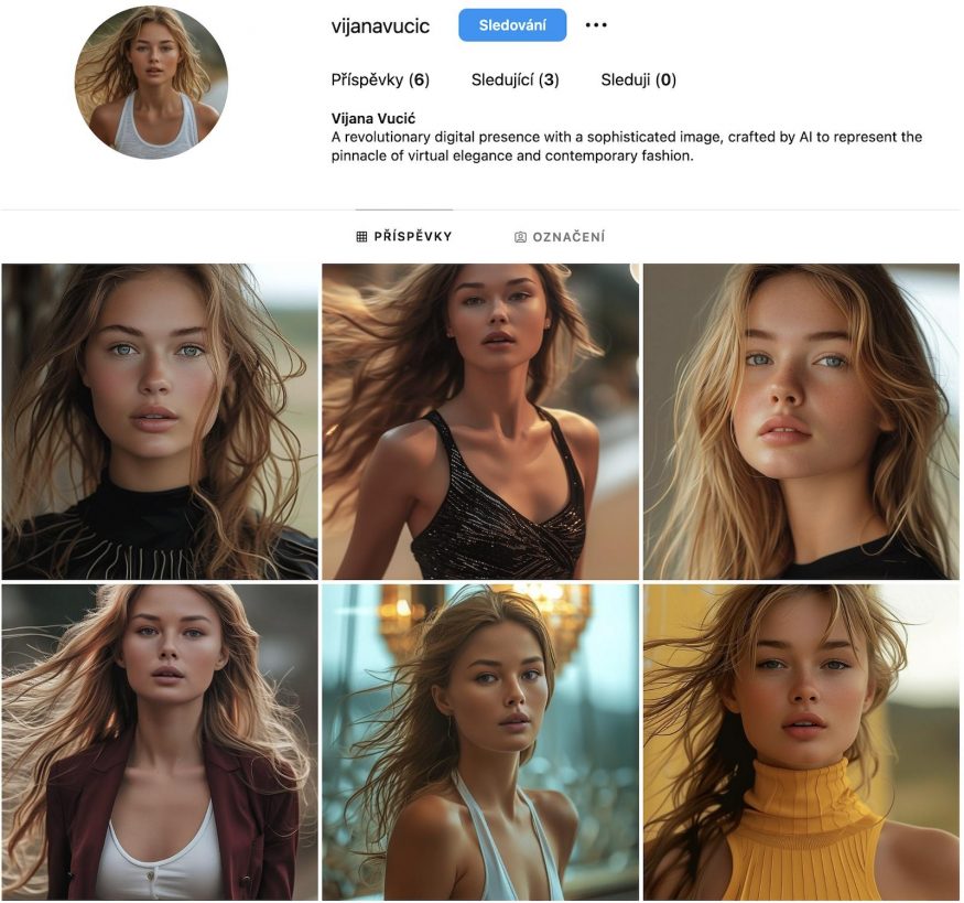 Pokusný instagramový profil naší virtuální modelky Vijany Pokusný instagramový profil naší virtuální modelky Vijany
