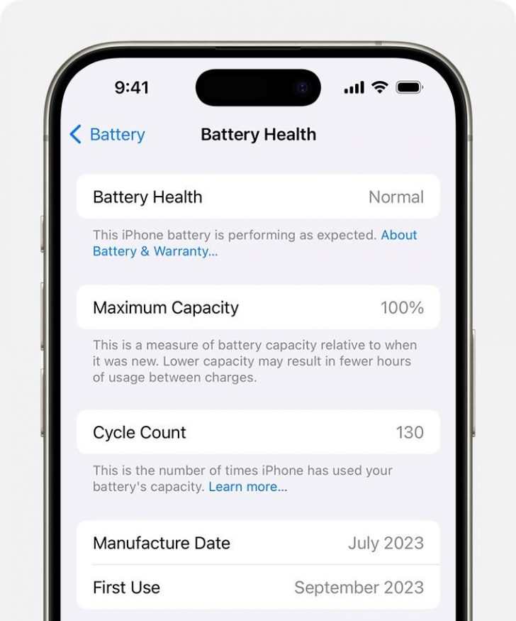 Stav baterie iPhonu 15 v iOS 17.4 Stav baterie iPhonu 15 v iOS 17.4