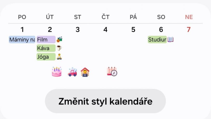 Samolepky v kalendáři