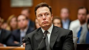 Elon Musk u soudu (ilustrační obrázek vygenerovaný umělou inteligencí)