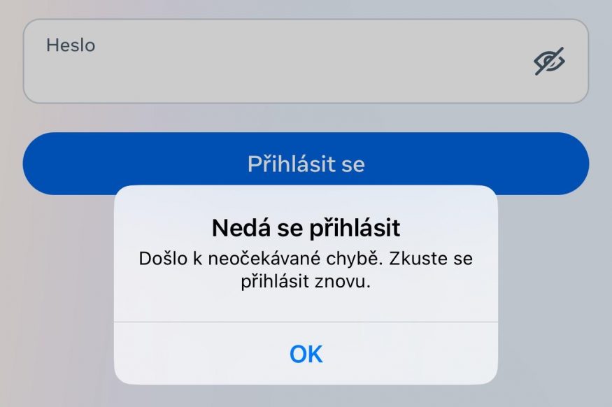 Facebook nefunguje