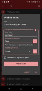 Řádek Akce uvidíte hned, pro zobrazení dalších parametrů klikněte na tlačítko Přidat extra, pak vyplňte hodnoty podle vzoru