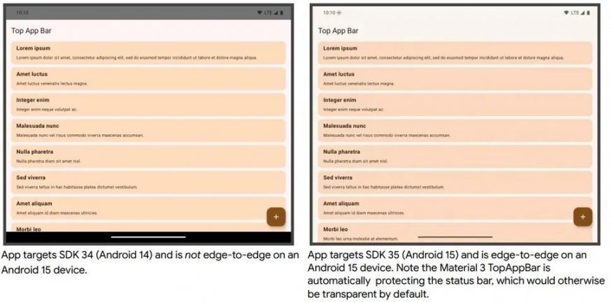 Celoobrazovkové aplikace v Androidu 15