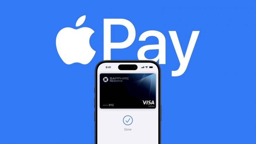 苹果 iPhone 智能手机的图形突出显示了 Apple Pay