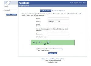 Facebook v roce 2005