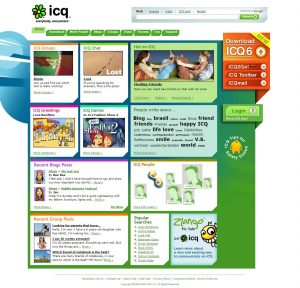 Webová stránka ICQ v roce 2008