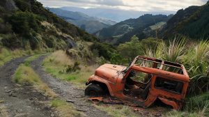 Nehoda jeepu na Novém Zélandu (ilustrační obrázek)