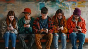 Teenageři používající své smartphony (ilustrační obrázek)