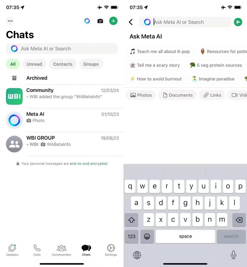 Umělá inteligence v beta verzi aplikace WhatsApp
