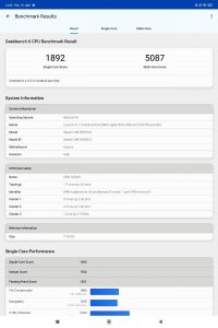 Výsledky benchmarku Geekbench