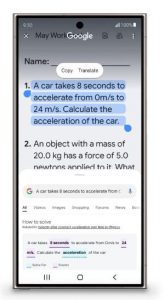 Řešení matematické úlohy skrze Circle To Search