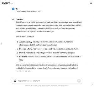 Model ChatGPT-4o během redakčního testu