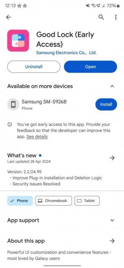 Aplikace Good Lock v Google Play