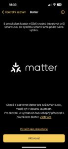 Aktivace Matter na Nuki zámku