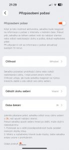 Nastavení chování sekačky v případě srážek