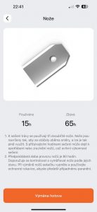 Informace o stavu sečných nožů