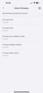 Informace o verzích firmware jednotlivých modulů