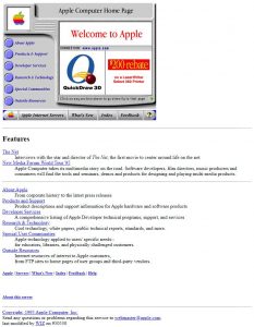 Webové stránky společnosti Apple z roku 1995