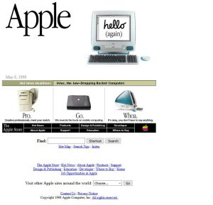 Webové stránky společnosti Apple z roku 1998