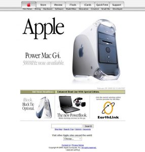 Webové stránky společnosti Apple z roku 2000