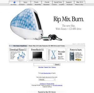Webové stránky společnosti Apple z roku 2001