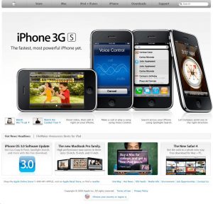 Webové stránky společnosti Apple z roku 2009