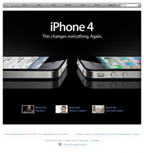 Webové stránky společnosti Apple z roku 2010