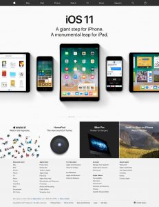 Webové stránky společnosti Apple z roku 2017