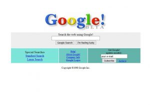 Webová stránka Google v roce 1998