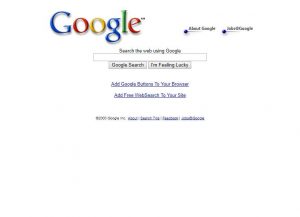 Webová stránka Google v roce 2000