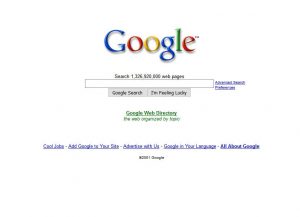 Webová stránka Google v roce 2001