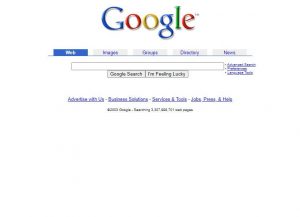 Webová stránka Google v roce 2003