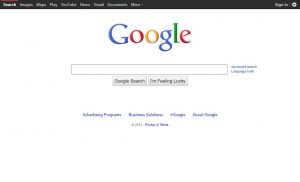 Webová stránka Google v roce 2012