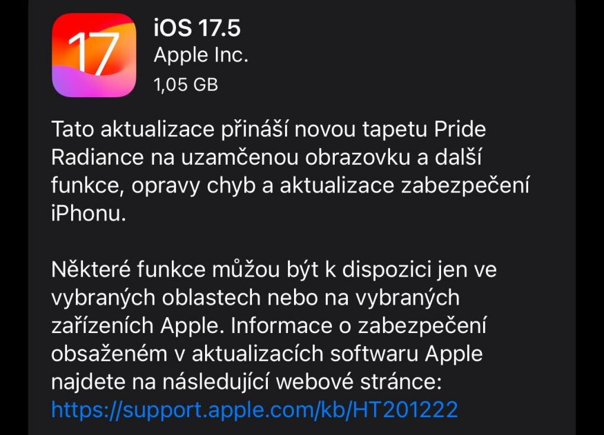 Aktualizace iOS 17.5 je k dispozici