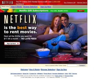 Webové stránky Netflixu v roce 2004