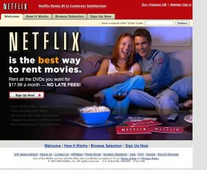 Webové stránky Netflixu v roce 2005