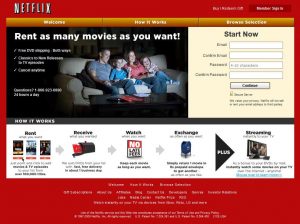 Webové stránky Netflixu v roce 2009