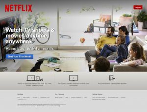 Webové stránky Netflixu v roce 2014