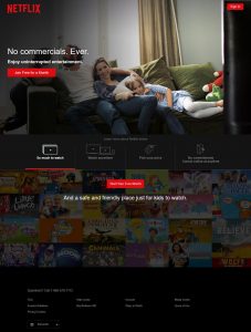Webové stránky Netflixu v roce 2015
