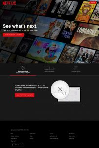 Webové stránky Netflixu v roce 2016