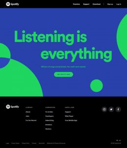 Webové stránky Spotify v roce 2021