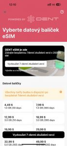 Přehled eSIM balíčků v aplikaci App in the Air
