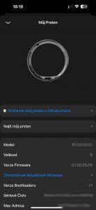 Lokalizace prstenu Ultrahuman Ring Air přes Bluetooth