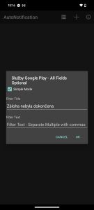Krok 6: na ukázce chci blokovat oznámení Google Play, že záloha nebyla dokončena